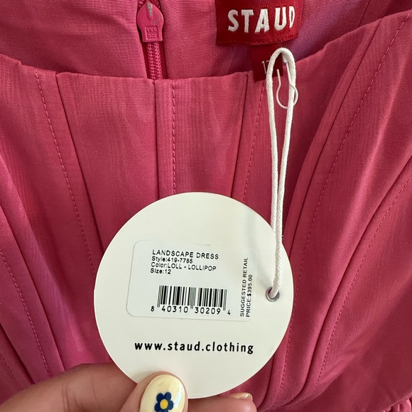 NWT STAUD Landscape Corset Mini Dress in Pink Lollipop - Picture 9 of 13